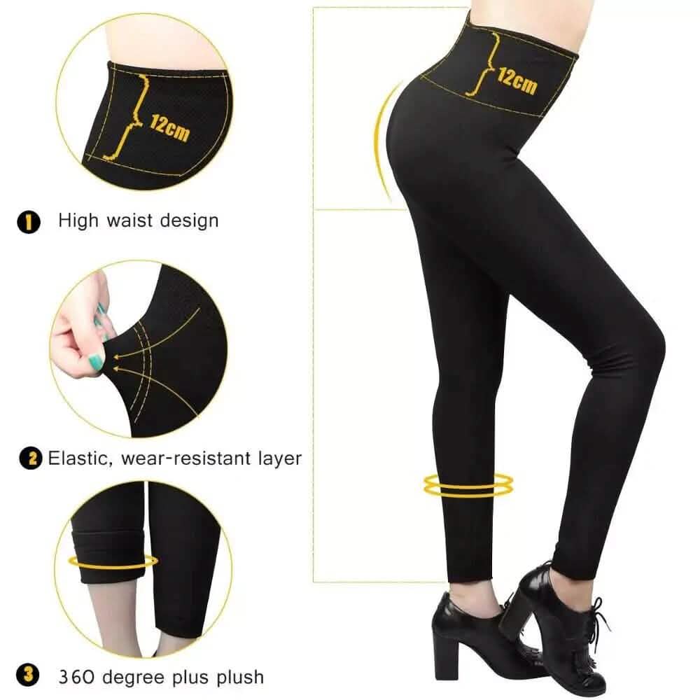 Lot de 5 : Legging taille haute doublé polaire pour femme