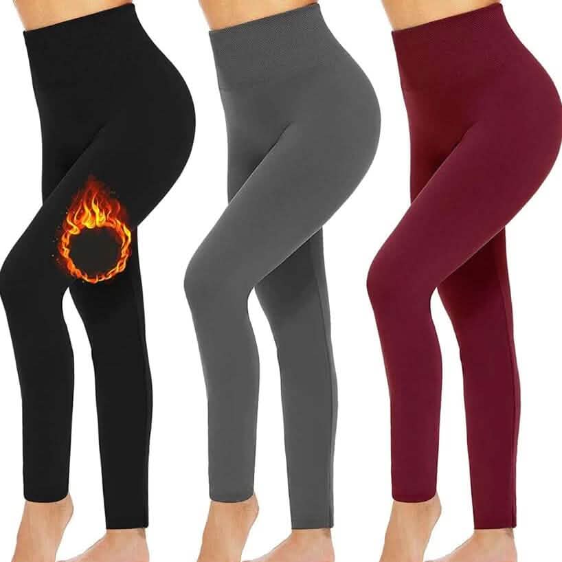 Lot de 5 : Legging taille haute doublé polaire pour femme