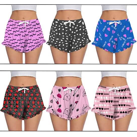 5-Pack: Women's Soft Comfy Printed Lounge Sleep Pajama Short