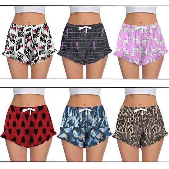 5-Pack: Women's Soft Comfy Printed Lounge Sleep Pajama Short