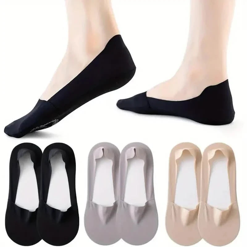 5足組：女性用ローカットノーショウソックス - 見えない、滑り止め、通気性、吸湿速乾