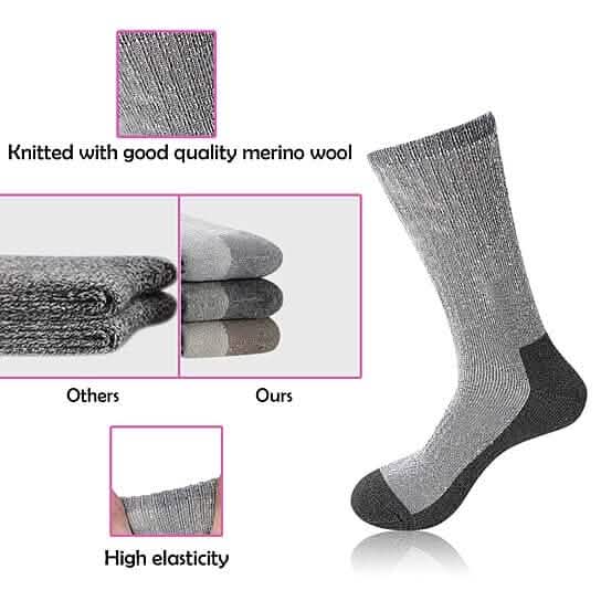5-Pairs: Men's Warm Thick Merino Lamb Wool Socks for Winter Cold Weathers