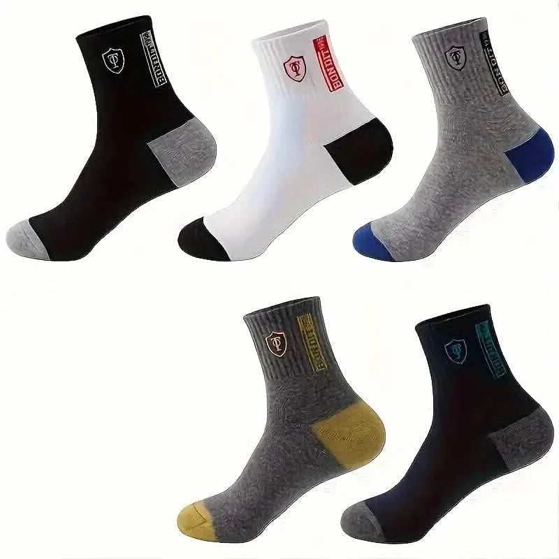 5-Pairs: Stylish Breathable Warm Crew Socks For Men