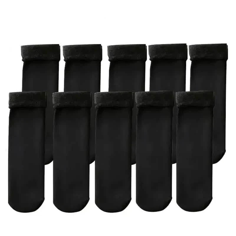 5-Pairs: Ultra-Soft Plush Lined Thermal Socks - Comfy Mid Tube Socks
