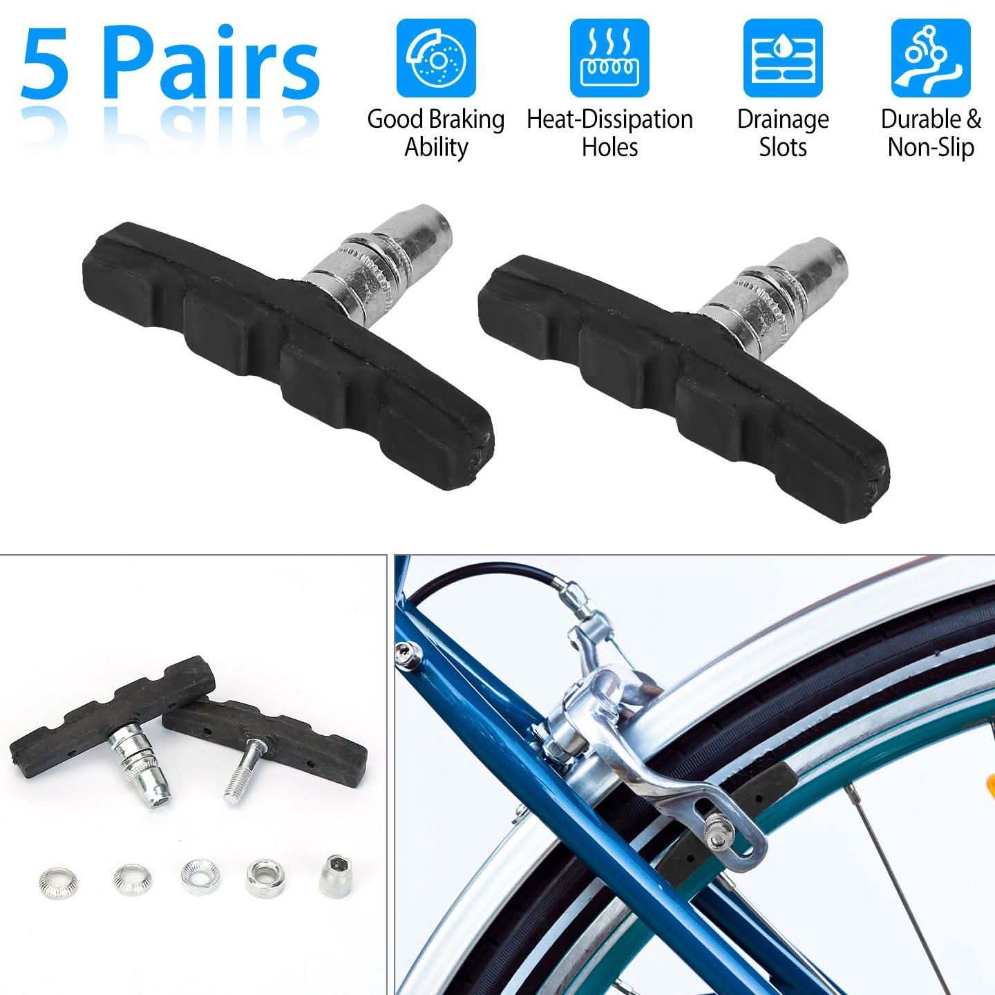 5 paires : Patins de frein VTT