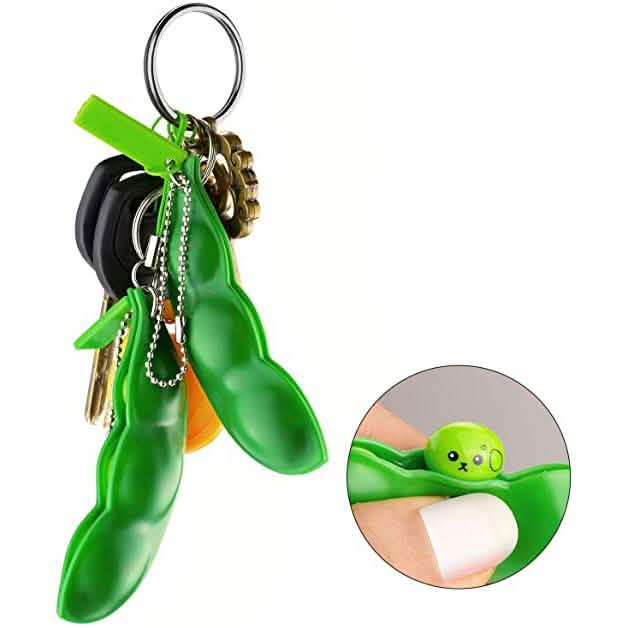Lot de 5 : jouet à presser en forme de porte-clés Edamame