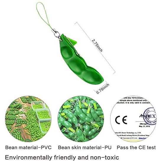 Lot de 5 : jouet à presser en forme de porte-clés Edamame