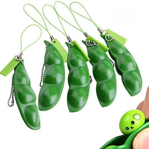 Lot de 5 : jouet à presser en forme de porte-clés Edamame