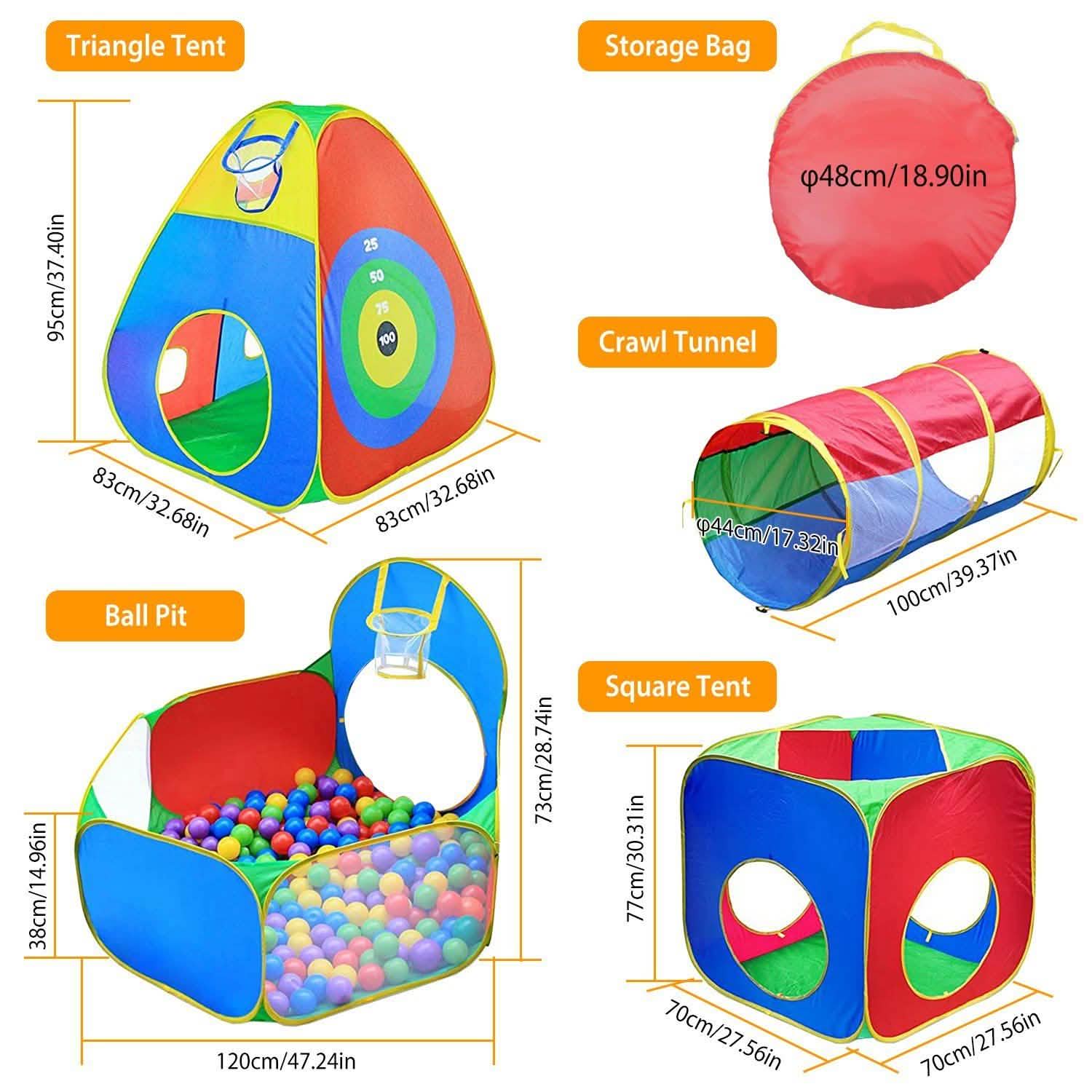 5 pièces : Tentes de jeu et piscine à balles pour enfants pop-up