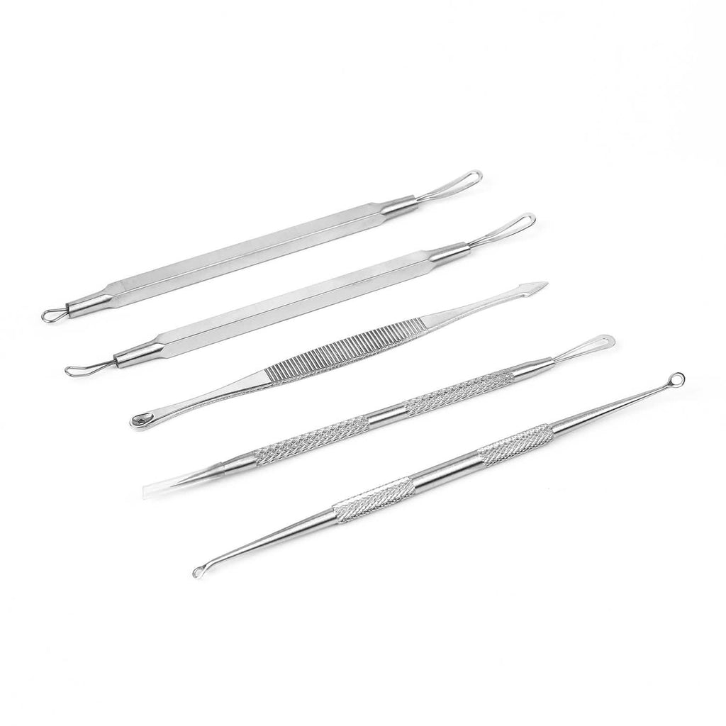 Ensemble de 5 pièces : Kit Dissolvant de Points Noirs en Acier Inoxydable, Outil pour l'Extraction des Boutons