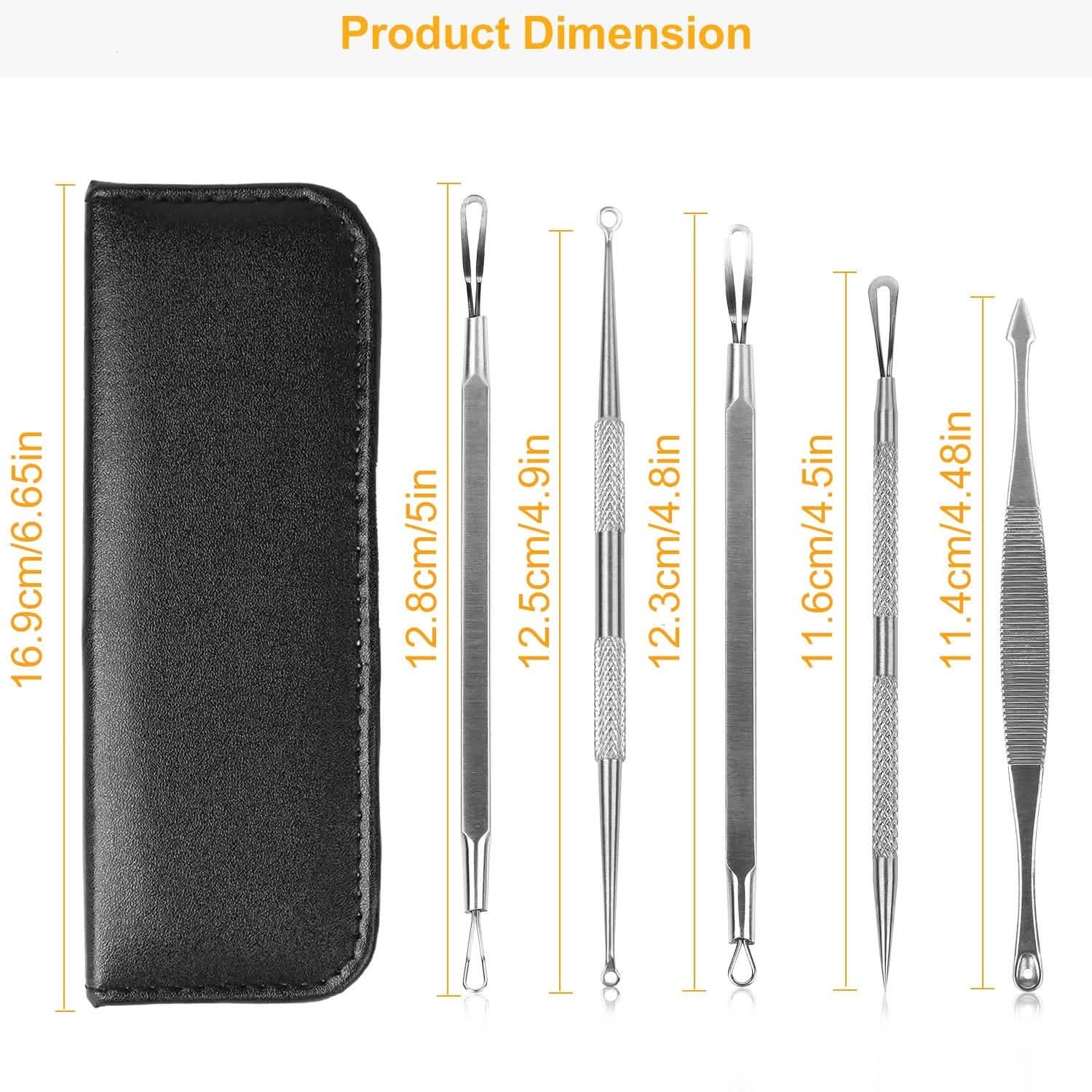 Ensemble de 5 pièces : Kit Dissolvant de Points Noirs en Acier Inoxydable, Outil pour l'Extraction des Boutons