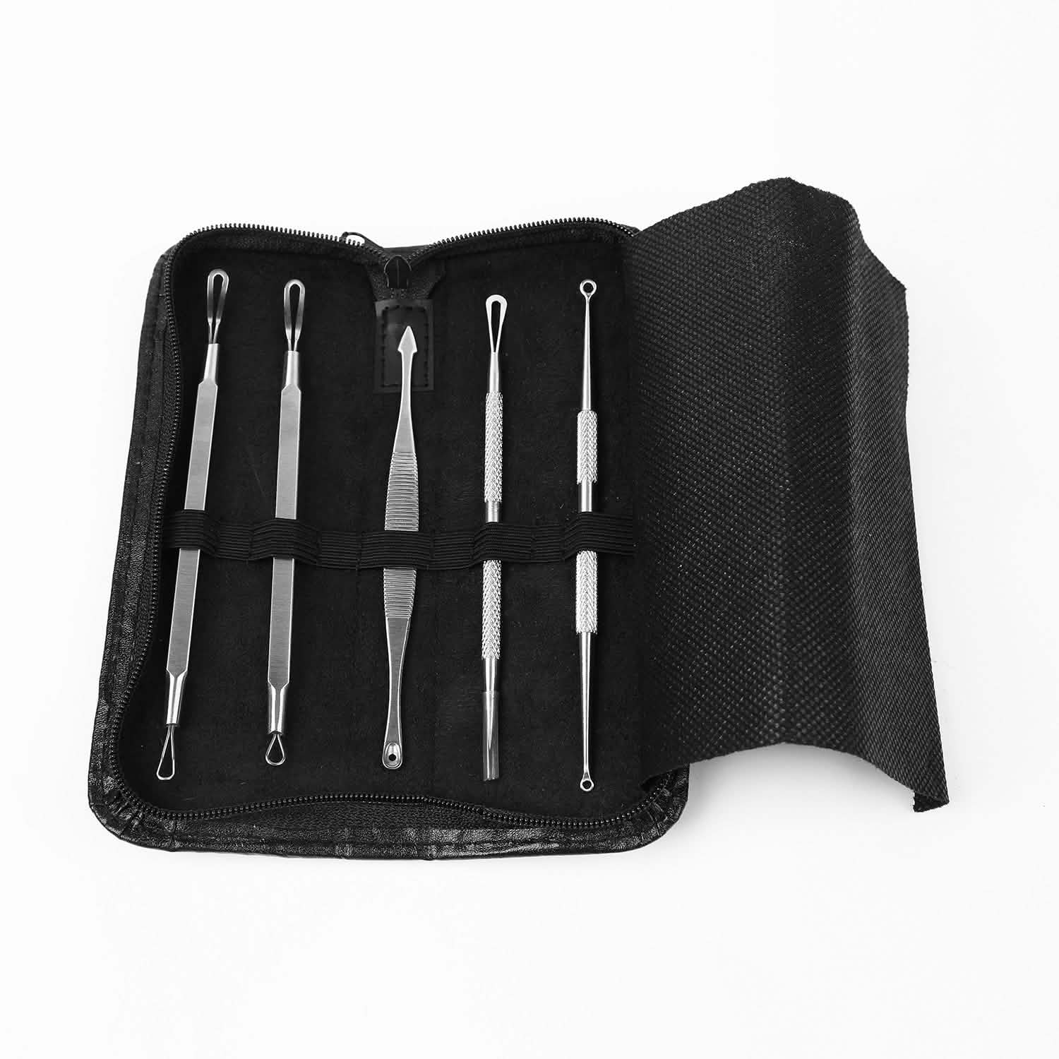 Ensemble de 5 pièces : Kit Dissolvant de Points Noirs en Acier Inoxydable, Outil pour l'Extraction des Boutons