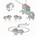Ensemble de 5 pièces : collier avec pendentif, bracelet, boucles d'oreilles, bague, accessoires de décoration