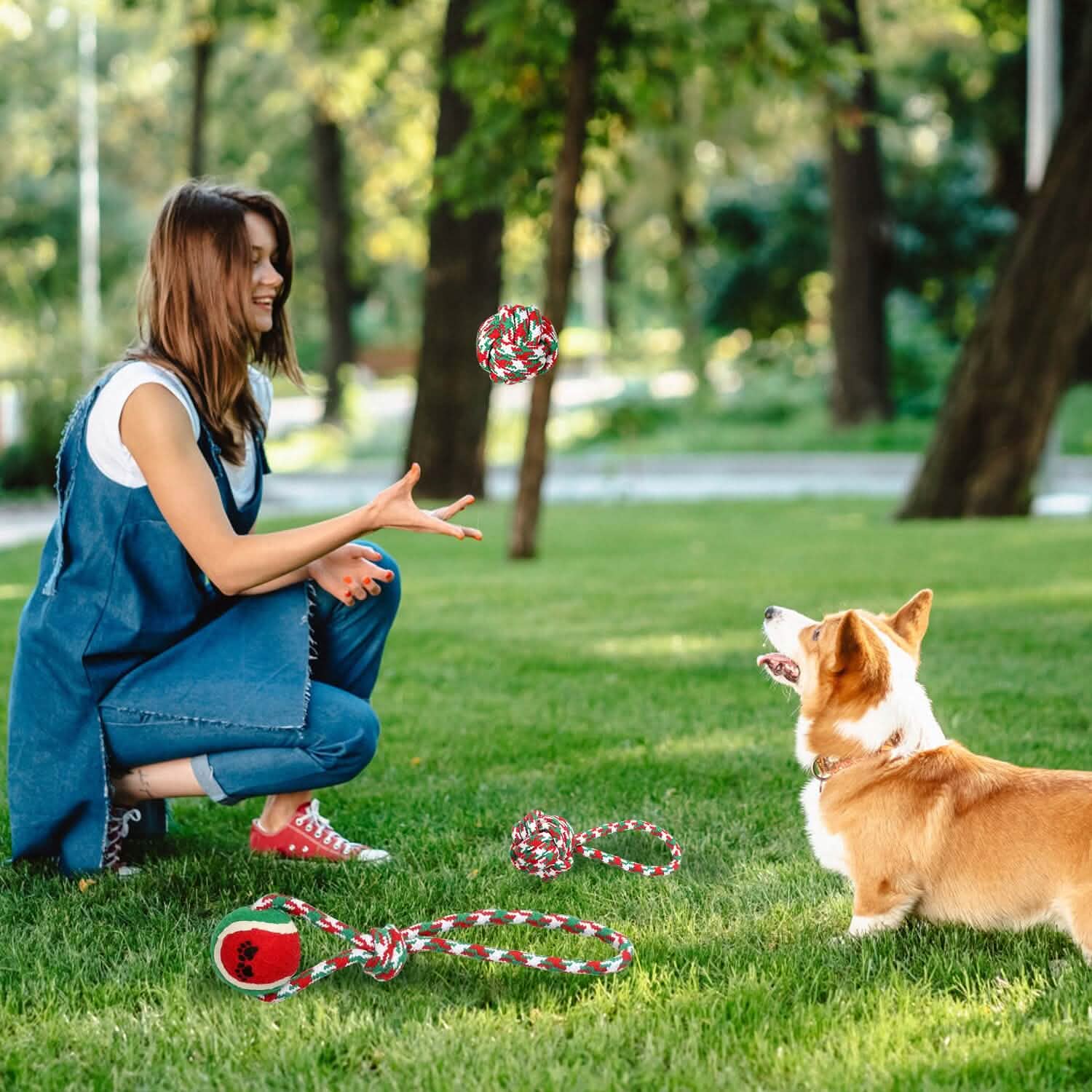 Lot de 5 jouets à mâcher en corde pour chien sur le thème de Noël
