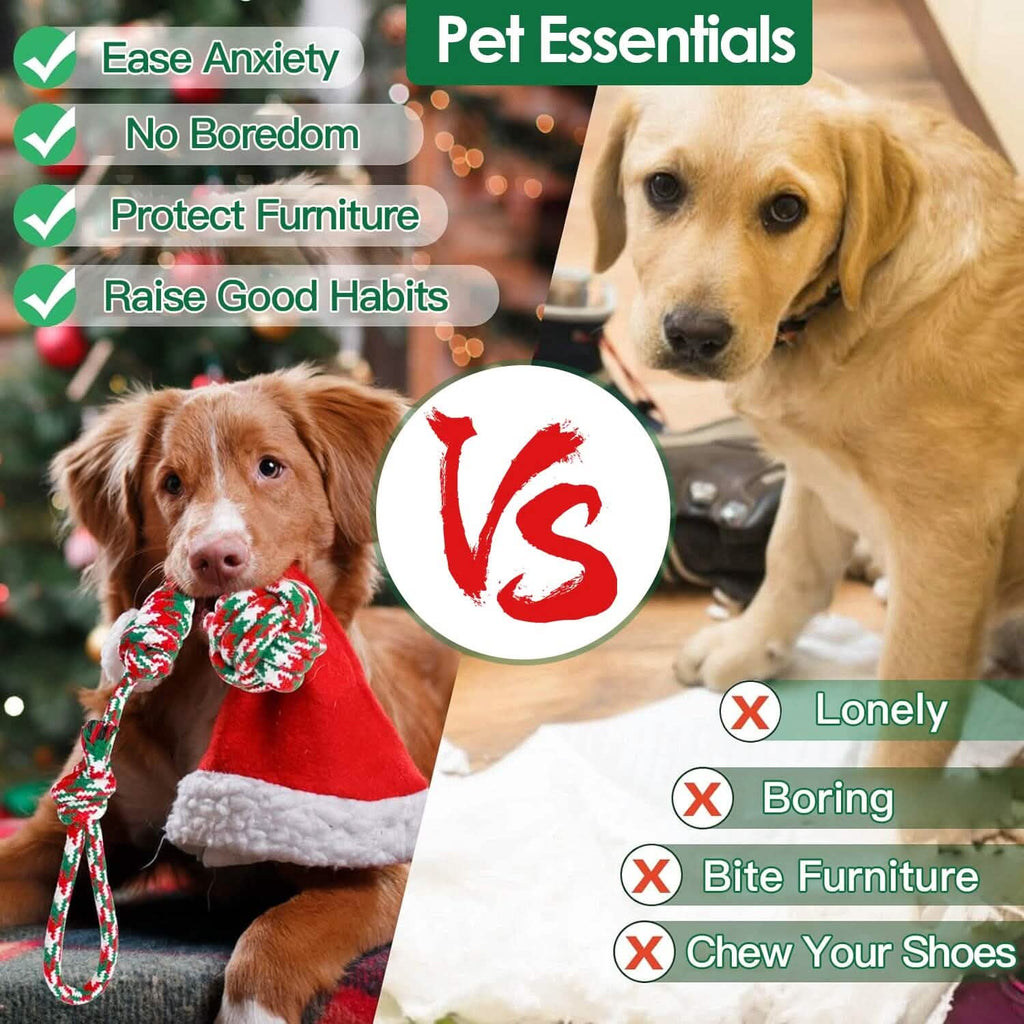 Lot de 5 jouets à mâcher en corde pour chien sur le thème de Noël