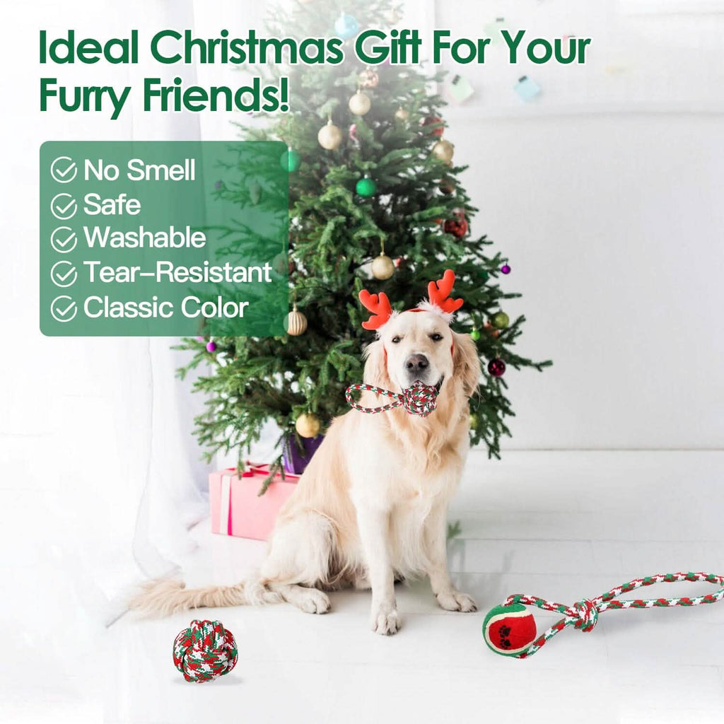 Lot de 5 jouets à mâcher en corde pour chien sur le thème de Noël