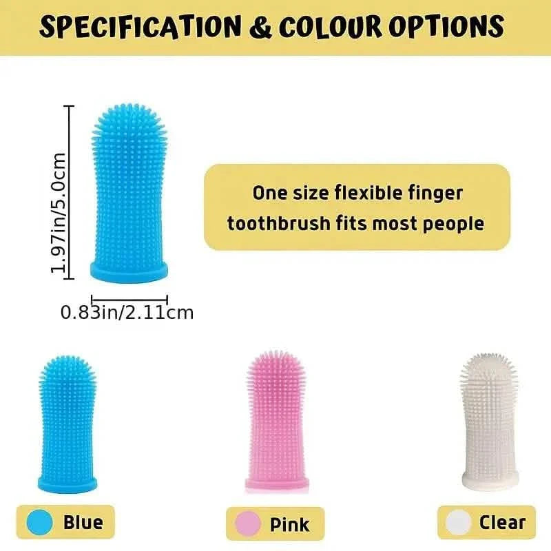 Lot de 5 : Brosse à dents à doigt super douce en silicone pour animaux de compagnie