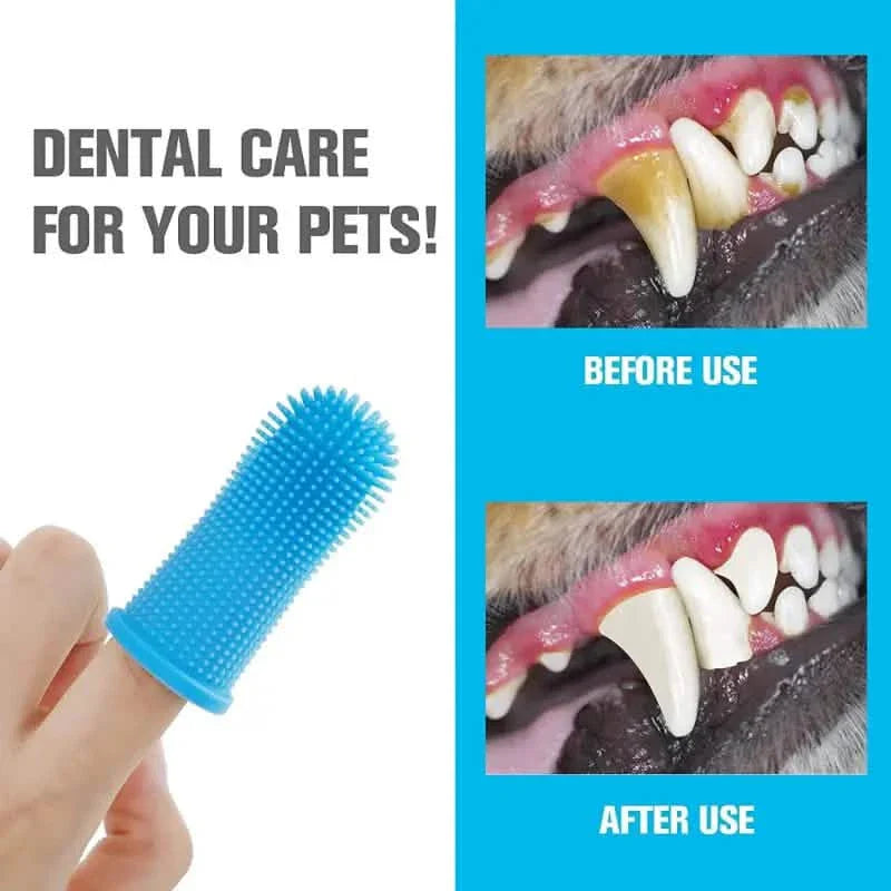 Lot de 5 : Brosse à dents à doigt super douce en silicone pour animaux de compagnie
