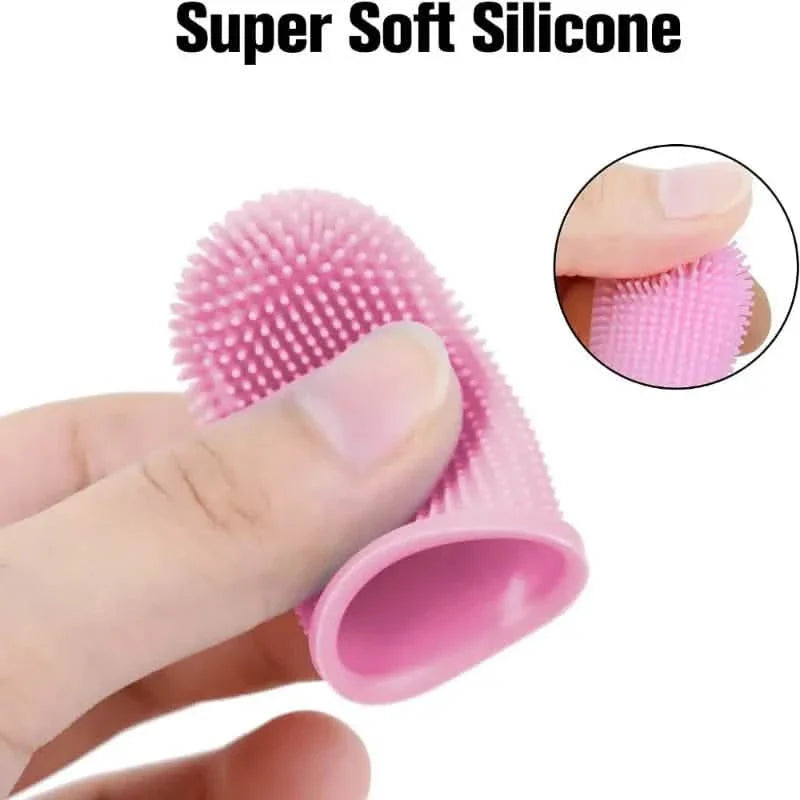 Lot de 5 : Brosse à dents à doigt super douce en silicone pour animaux de compagnie