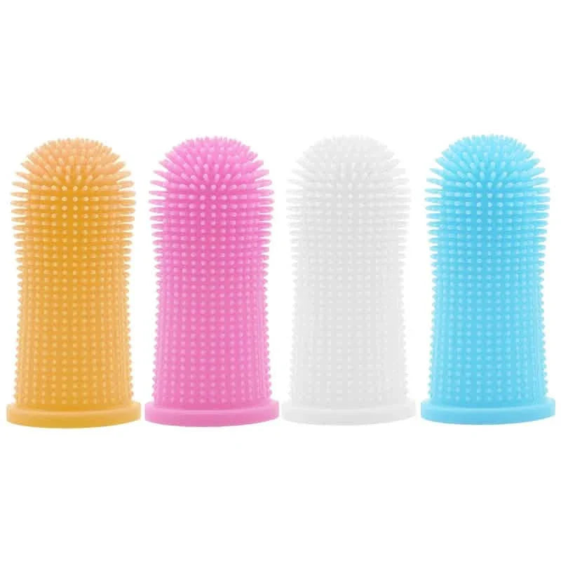 Lot de 5 : Brosse à dents à doigt super douce en silicone pour animaux de compagnie