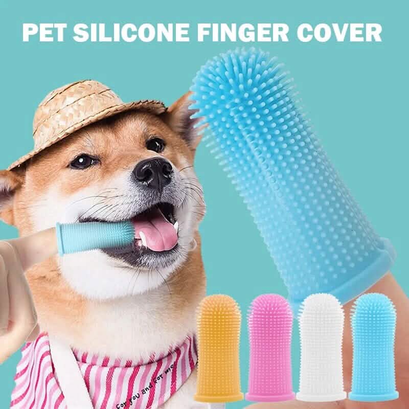 Lot de 5 : Brosse à dents à doigt super douce en silicone pour animaux de compagnie