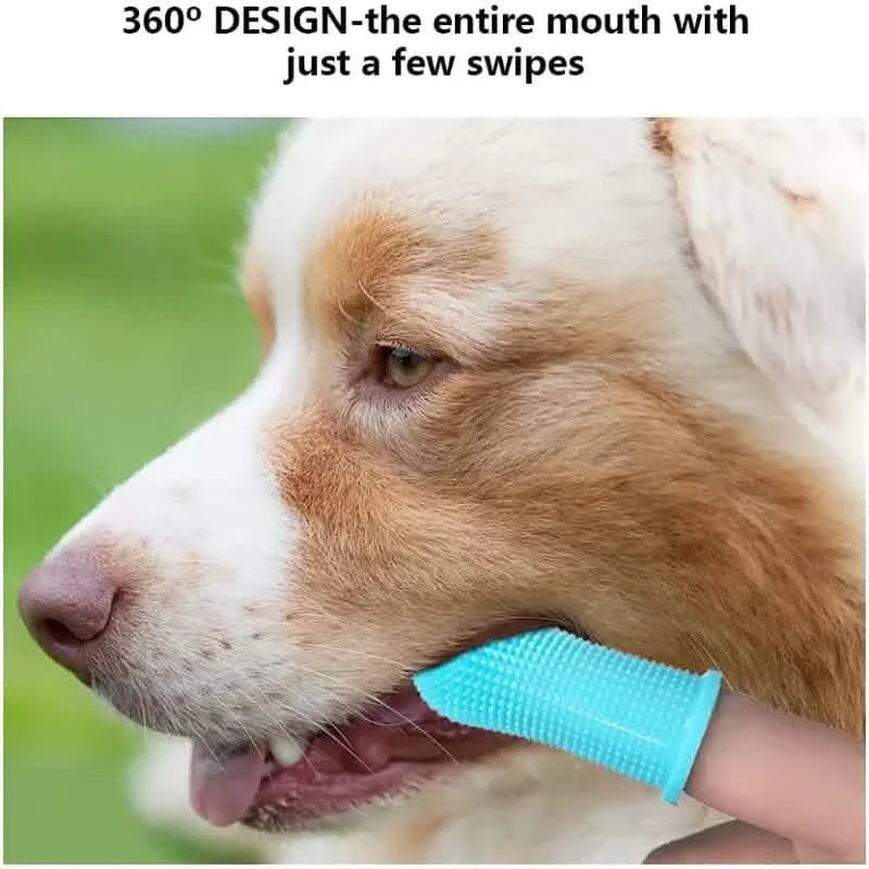 Lot de 5 : Brosse à dents à doigt super douce en silicone pour animaux de compagnie