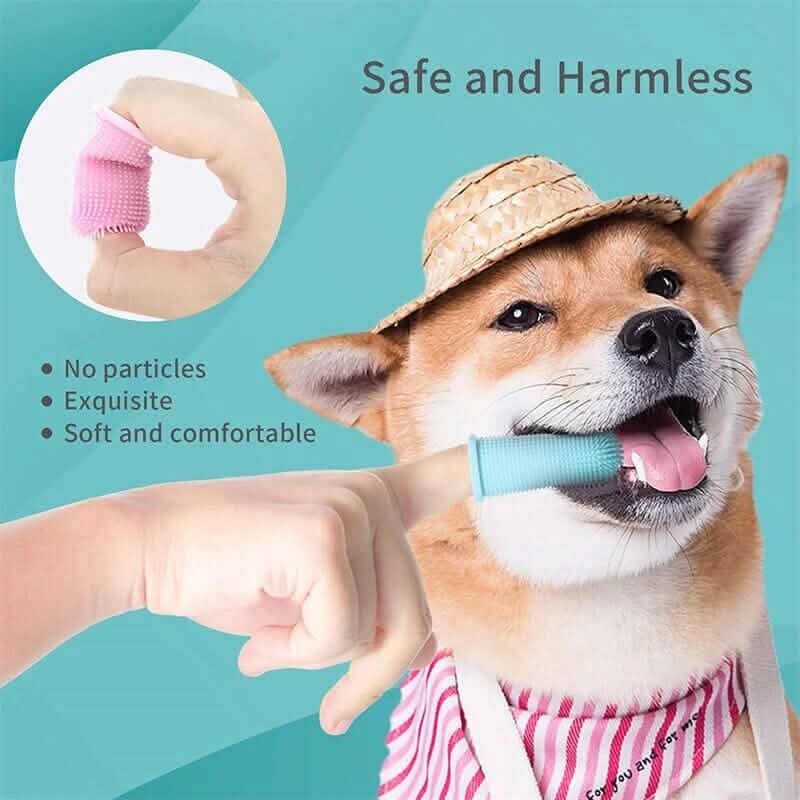 Lot de 5 : Brosse à dents à doigt super douce en silicone pour animaux de compagnie