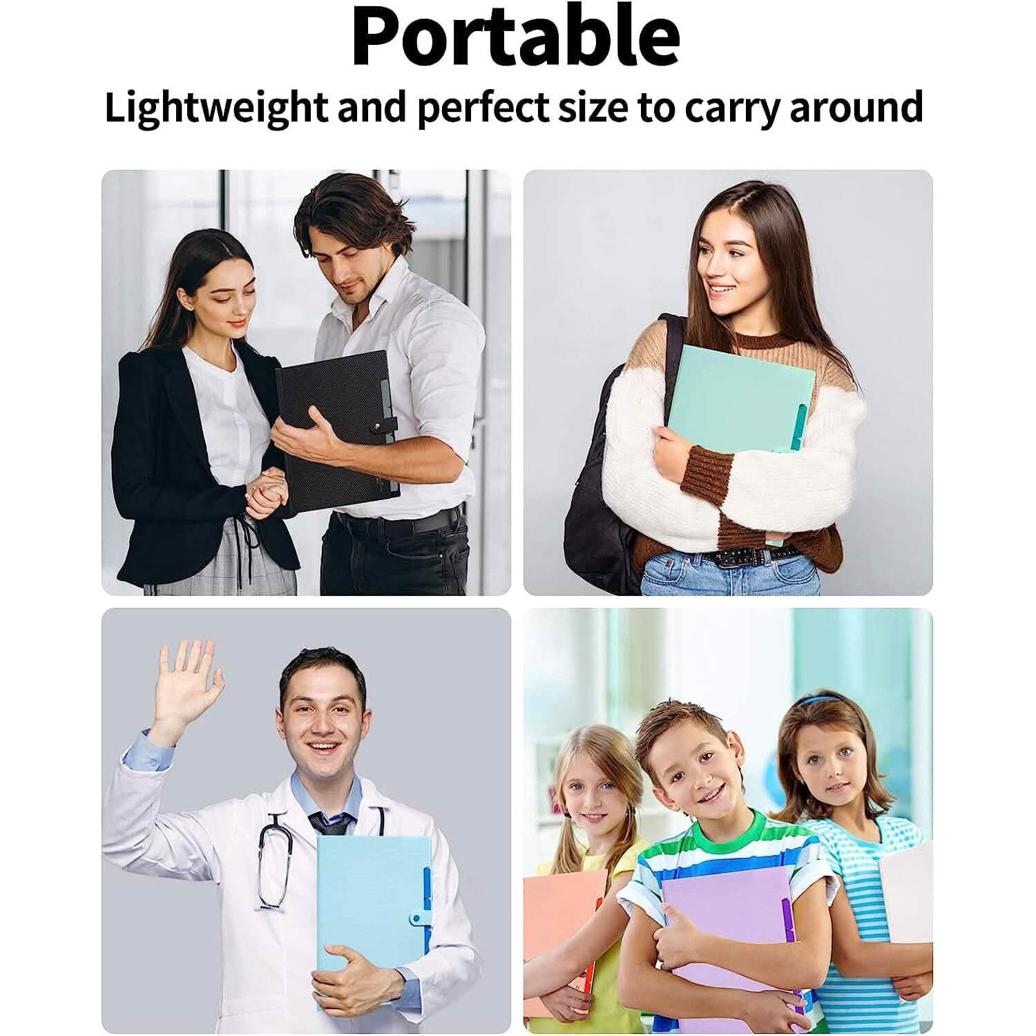 Chemise à 5 compartiments avec étiquettes, organisateur de documents extensible format Lettre