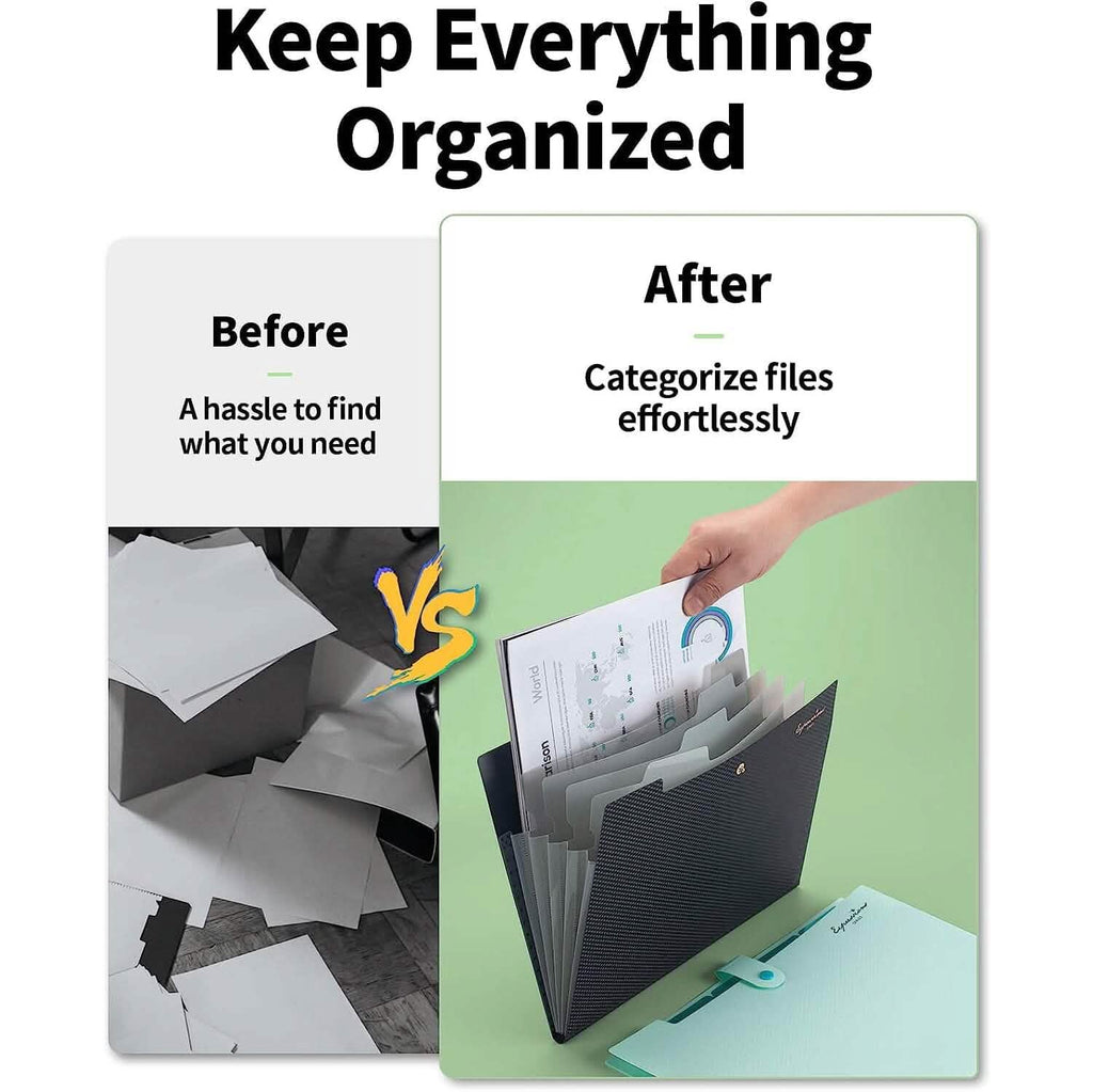 Chemise à 5 compartiments avec étiquettes, organisateur de documents extensible format Lettre