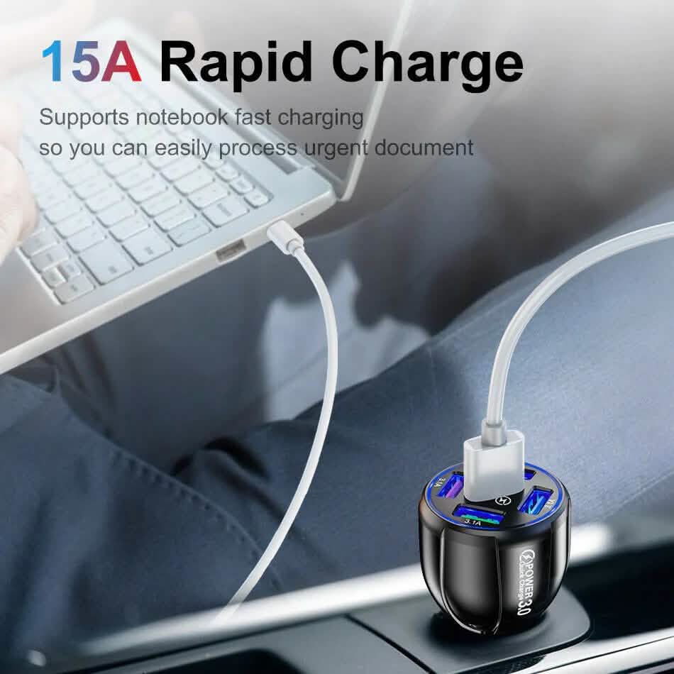 Chargeur rapide de voiture USB 5 ports avec affichage LED