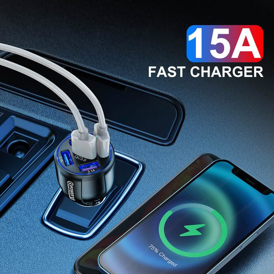 Chargeur rapide de voiture USB 5 ports avec affichage LED