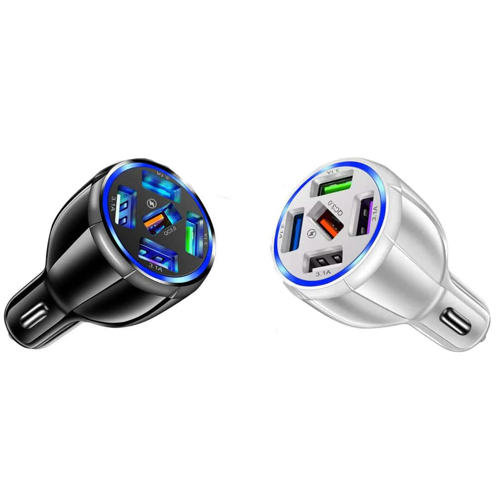 Chargeur rapide de voiture USB 5 ports avec affichage LED