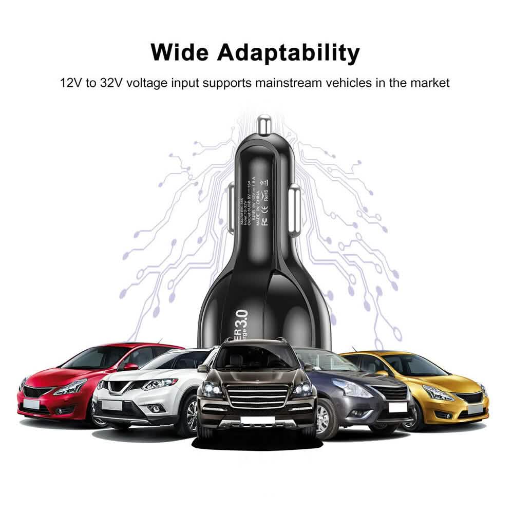 Chargeur rapide de voiture USB 5 ports avec affichage LED