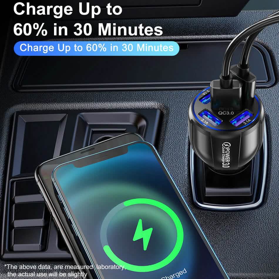 Chargeur rapide de voiture USB 5 ports avec affichage LED