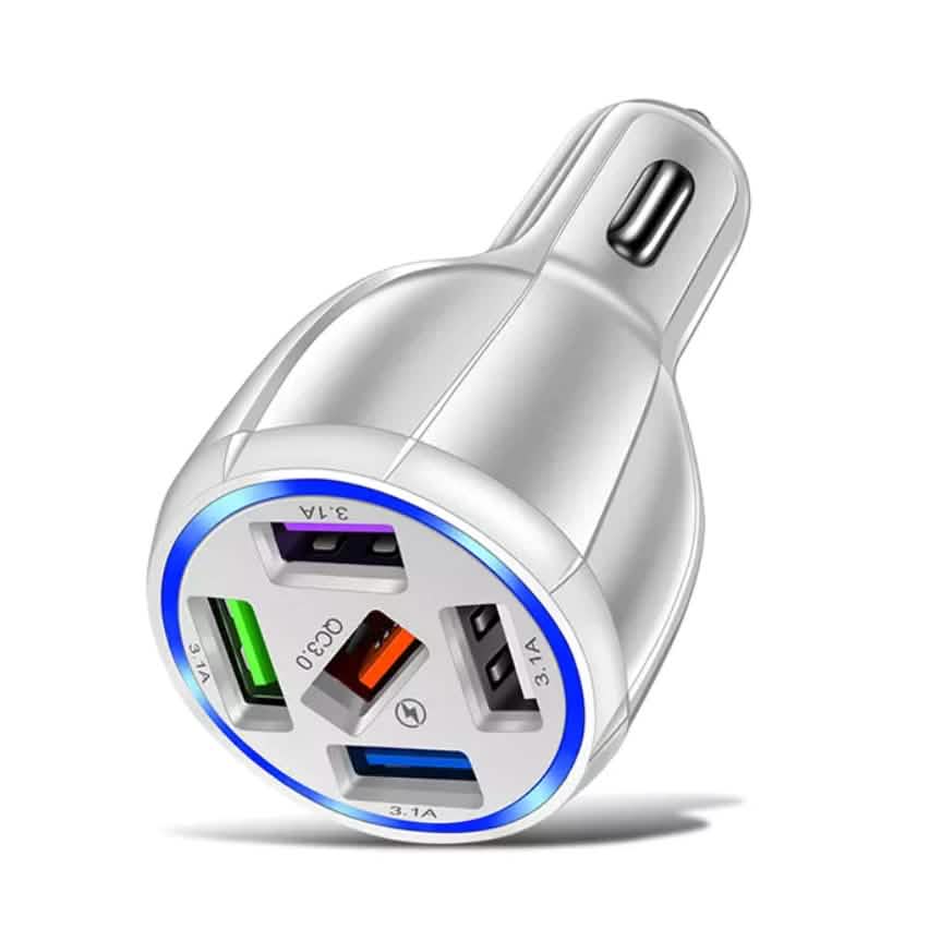 Chargeur rapide de voiture USB 5 ports avec affichage LED