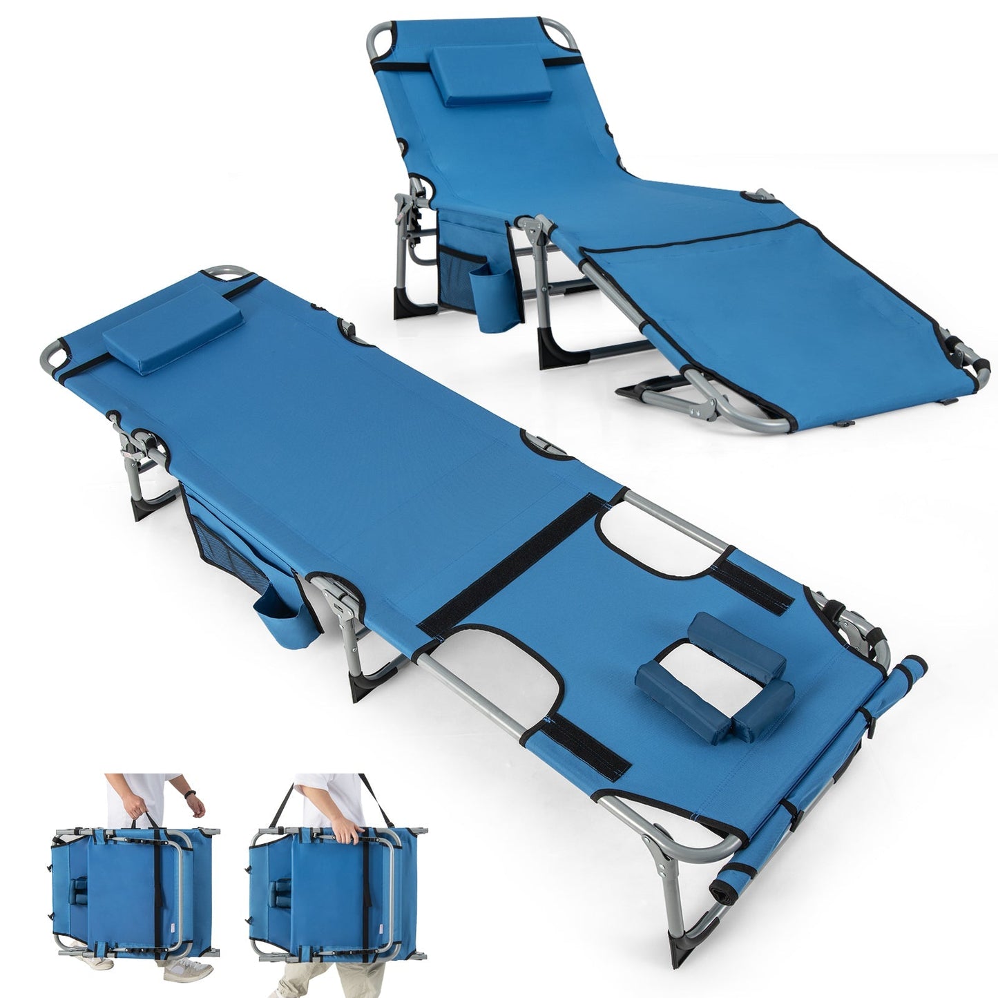 5-position Outdoor Folding Chaise Lounge Chair
