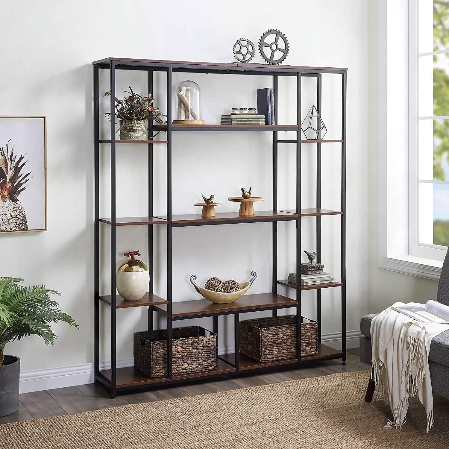 Bibliothèque haute à 5 niveaux pour chambre à coucher
