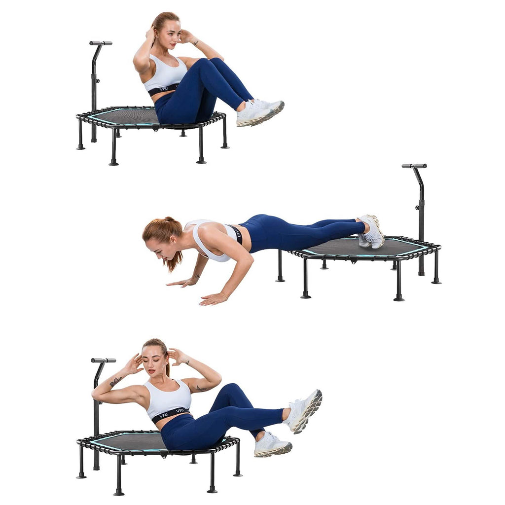 50" Mini Fitness Rebounder Spring-Less Indoor 3-Level Adjustable Foam Handle