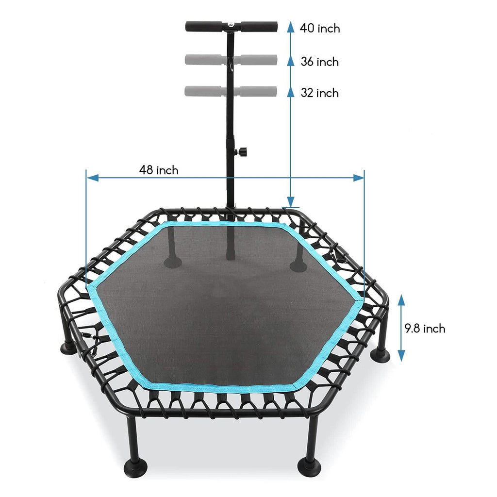 50" Mini Fitness Rebounder Spring-Less Indoor 3-Level Adjustable Foam Handle
