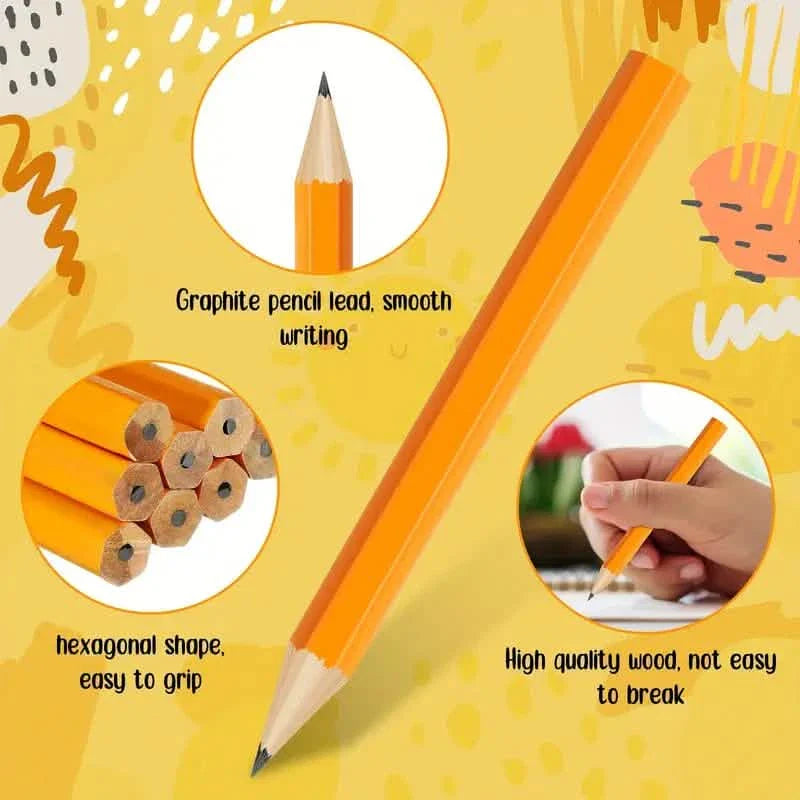 50-Pieces: 3.5" Hexagonal Golf Pencils - HB Yellow, Pre-Sharpened