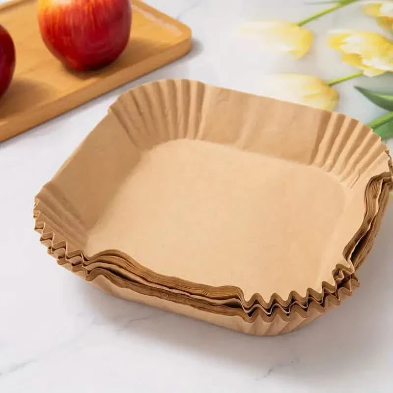 50 pièces : Doublures en papier jetables pour friteuse à air, adaptées aux modèles de 2 à 8 pintes.