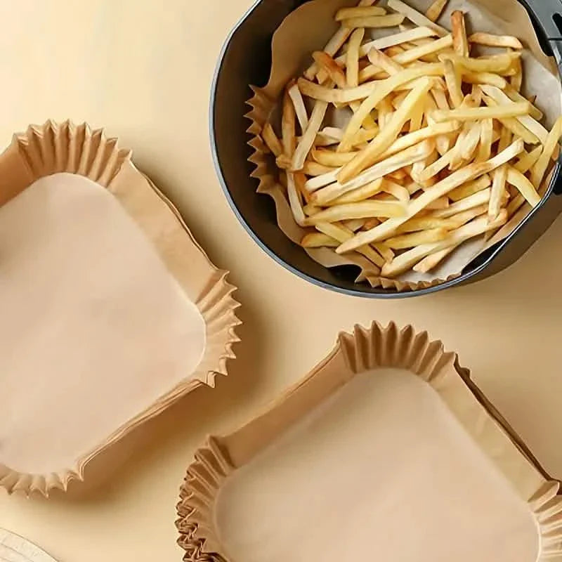 50 pièces : Doublures en papier jetables pour friteuse à air, adaptées aux modèles de 2 à 8 pintes.