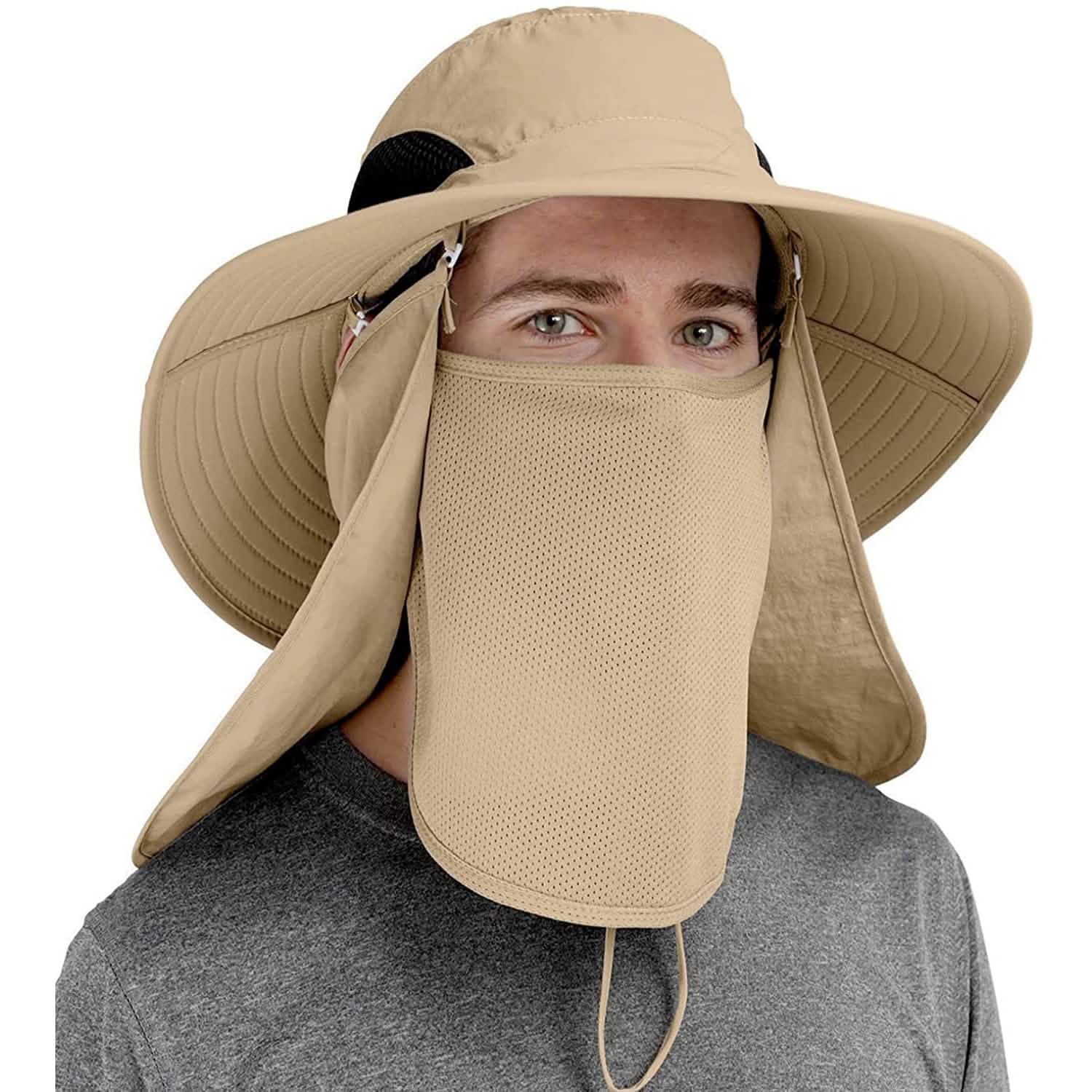 Casquette de pêche à large bord avec protection solaire 50+ et protège-nuque