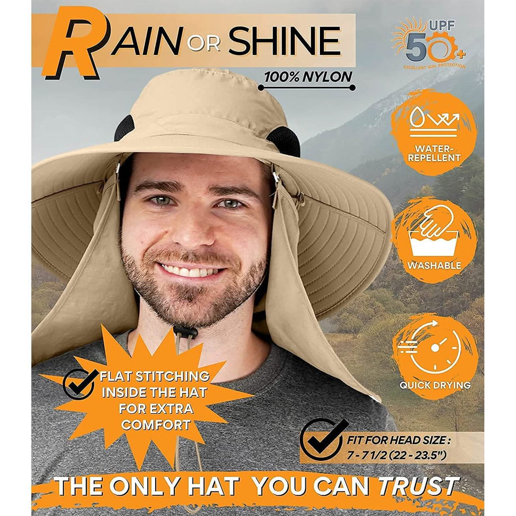 Casquette de pêche à large bord avec protection solaire 50+ et protège-nuque