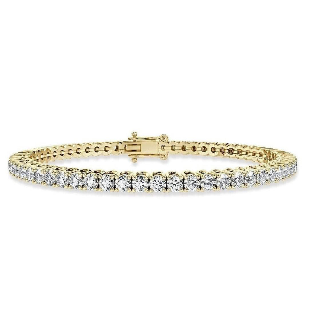 Bracelet de tennis en or jaune 14 carats avec diamants ronds de qualité supérieure de 5,00 carats