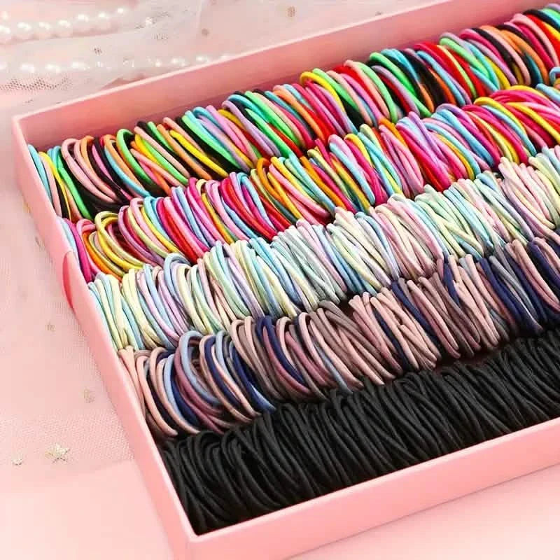 500-Pieces: Cute Elastic Hair Tie Polyester and Spandex Blend