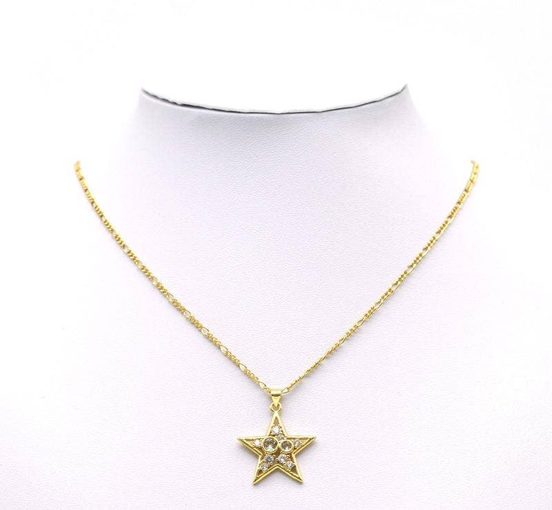 Large CZ Five Point Star Charm, Sku#JL114