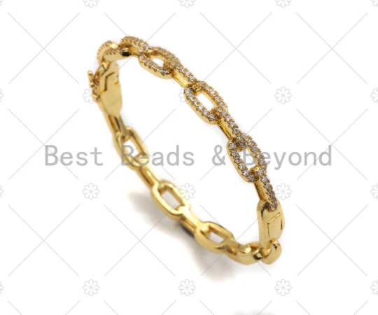 CZ Micro Pave Paper Clip Link Chain Bracelets, sku#LK102