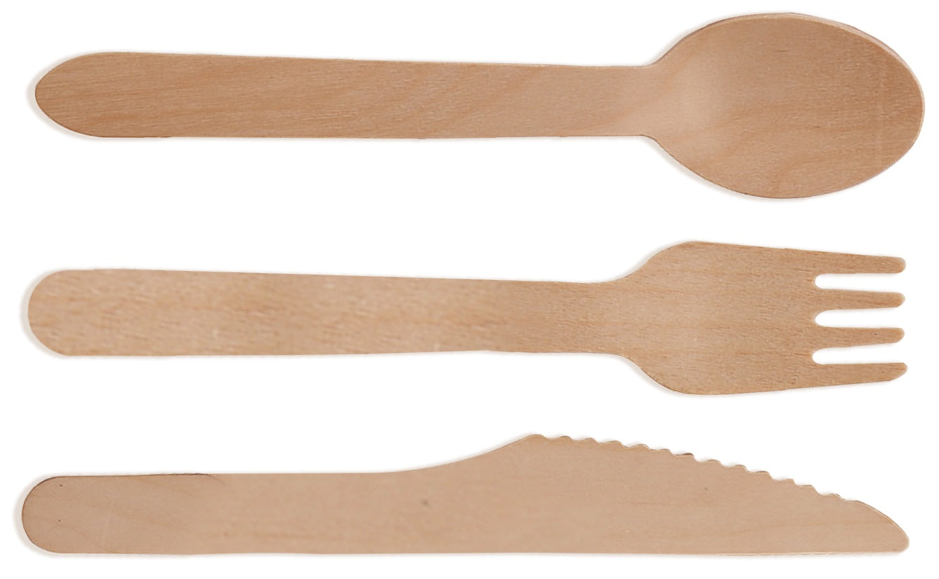 Wooden Compostable Utensils Set - 300 Pieces