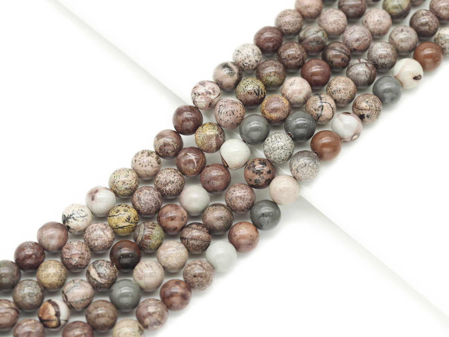 Natural Red Grass Flower Jasper Round Smooth Beads, Sku#U1331c